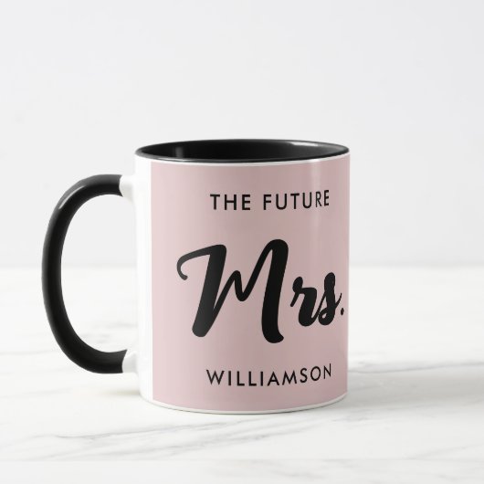 Pink Black Future Frau Nachname Getting Heiraten Tasse (Links)