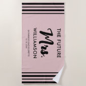 Pink Black Future Frau Nachname Junggeselinnen-Abs Strandtuch (Vorderseite)