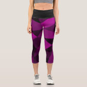 Pink black geometric mesh pattern capri leggings (Vorderseite)