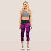Pink black geometric mesh pattern capri leggings (Vorderseite)
