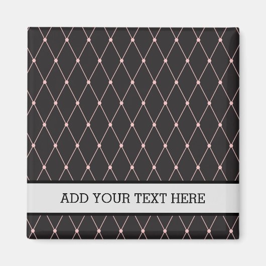 Pink Black Geometric Rhombusse Extravagant Harlequ Magnet (Vorne)