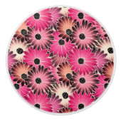 Pink & Black Gerbera Daisies Keramikknauf (Vorderseite)