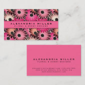 Pink & Black Gerbera Daisies Visitenkarte (Vorne/Hinten)