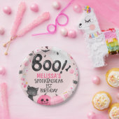 Pink Black Girl Boo Halloween Geburtstag Pappteller (Party)