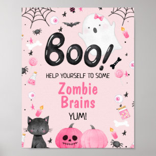Pink Black Girl Boo Halloween Geburtstagsfeier Unt Poster