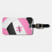 Pink Black Girls Volleyball-Teamgeschenke Gepäckanhänger (Vorderseite horizontal)