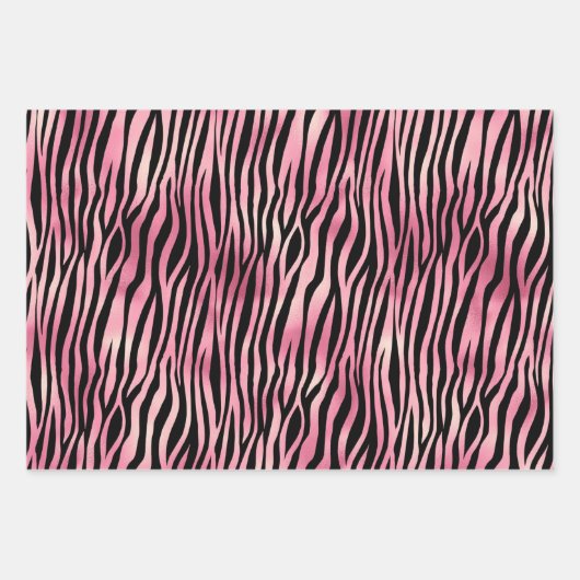 Pink Black Girly Girly Chic Shimmer Tiermuster Geschenkpapier Set (Vorderseite)