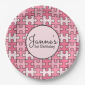 Pink Black Girly Puzzles Stücke Pappteller (Vorderseite)