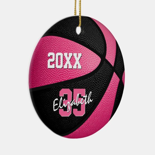 Pink Black Girly Sport Memento Basketball Keramik Ornament (Rechts)