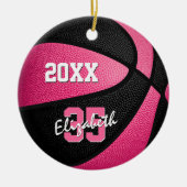 Pink Black Girly Sport Memento Basketball Keramik Ornament (Vorne)