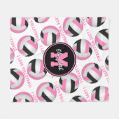Pink Black Girly Sportsaal I Liebe Volleyball Fleecedecke (Vorderseite (Horizontal))