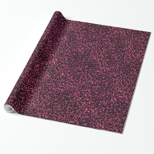 Pink Black Glam Leopard Print Geschenkpapier (Ungerollt)