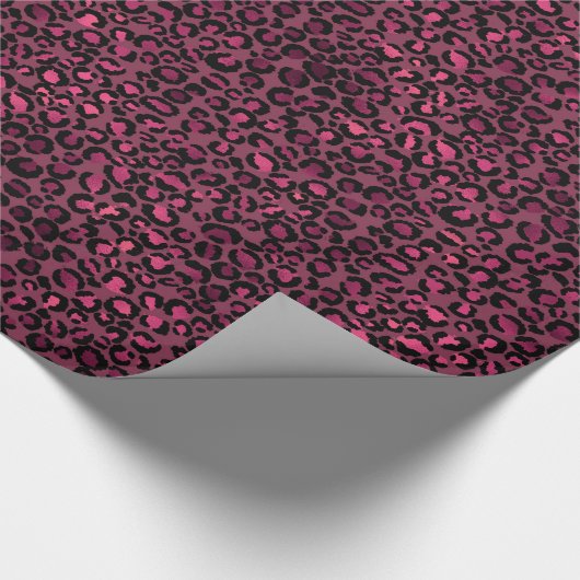 Pink Black Glam Leopard Print Geschenkpapier (Ecke)