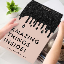 Pink Black Glitter Business Amazing Things Inside