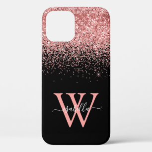 Pink Black Glitzer Eleganter Skriptname Case-Mate iPhone Hülle
