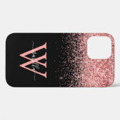 Pink Black Glitzer Script Name Case-Mate iPhone Hülle (Rückseite (Horizontal))