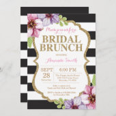 Pink Black Gold Bridal Brunch Einladung Blumen (Vorne/Hinten)