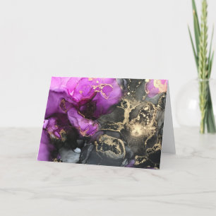 Pink Black Gold Celestial Heavens Blank Notecard Dankeskarte