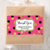 Pink Black Gold Confetti Wedding Labels (Insitu)