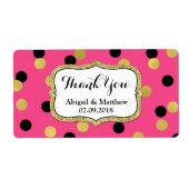 Pink Black Gold Confetti Wedding Labels (Vorne)