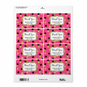 Pink Black Gold Confetti Wedding Labels (Vorne)