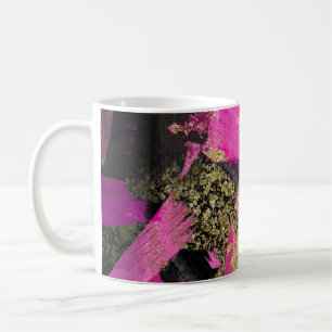 Pink Black Gold Glitter Moderne Pinsel Glam Grunge Kaffeetasse