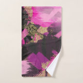 Pink Black Gold Glitzer Moderner Brush Glam Grunge Badhandtuch Set (Handtuch)