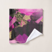 Pink Black Gold Glitzer Moderner Brush Glam Grunge Badhandtuch Set (Waschlappen)