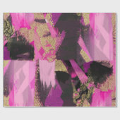 Pink Black Gold Glitzer Moderner Brush Glam Grunge Geschenkpapier (Flach)