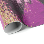 Pink Black Gold Glitzer Moderner Brush Glam Grunge Geschenkpapier (Rolleneckpunkt)