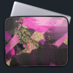 Pink Black Gold Glitzer Moderner Brush Glam Grunge Laptopschutzhülle<br><div class="desc">Benutzerdefiniertes Design</div>