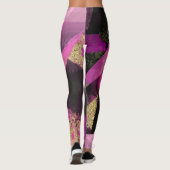 Pink Black Gold Glitzer Moderner Brush Glam Grunge Leggings (Rückseite)