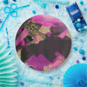 Pink Black Gold Glitzer Moderner Brush Glam Grunge Pappteller (Party)