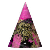 Pink Black Gold Glitzer Moderner Brush Glam Grunge Partyhütchen (Links)