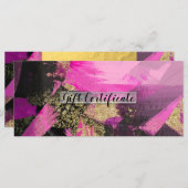 Pink Black Gold Glitzer Modernes Geschenkzertifika (Vorne/Hinten)