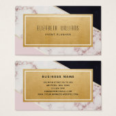Pink Black Gold Marmor Event Planner Business Card (Vorne & Hinten)