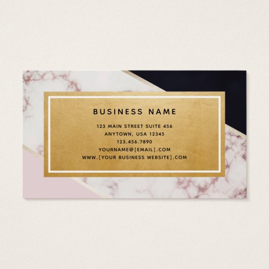 Pink Black Gold Marmor Event Planner Business Card (Rückseite)