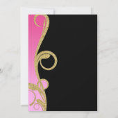 Pink Black & Gold Moderner Swirl Sweet 16 Party Einladung (Rückseite)