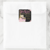 Pink Black Gold Paris Baby Dusche Vielen Dank Quadratischer Aufkleber (Tasche)