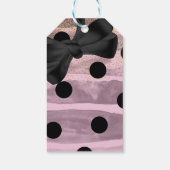 Pink Black & Gold Polka Dots Chic Bow Glam Party Geschenkanhänger (Rückseite)
