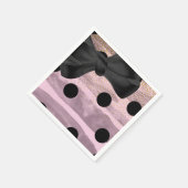 Pink Black & Gold Polka Dots Chic Bow Glam Party Serviette (Ecke)