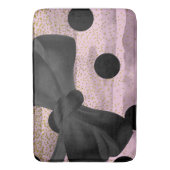 Pink & Black Gold Polka Dots Chic Bow Trendy Glam Badematte (Vorderseite Vertikal)