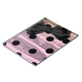 Pink & Black Gold Polka Dots Chic Bow Trendy Glam Notizblock (Linke Seite)
