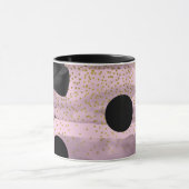Pink & Black Gold Polka Dots Chic Bow Trendy Glam Tasse (Zentrum)