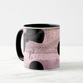 Pink & Black Gold Polka Dots Chic Bow Trendy Glam Tasse (Vorderseite Links)