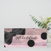 Pink & Black Gold Polka Dots Chic Geschenkgutschei (Stehend Vorderseite)