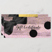 Pink & Black Gold Polka Dots Chic Geschenkgutschei (Vorne/Hinten)