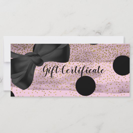 Pink & Black Gold Polka Dots Chic Geschenkgutschei (Vorderseite)
