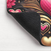 PINK BLACK GOLD VALENTINE LIEBE HERZEN MOUSEPAD (Ecke)