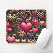 PINK BLACK GOLD VALENTINE LIEBE HERZEN MOUSEPAD (Mit Mouse)